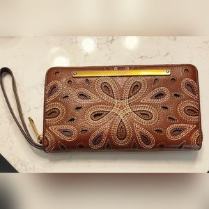 Fossil Logan large zip around wristlet wallet
